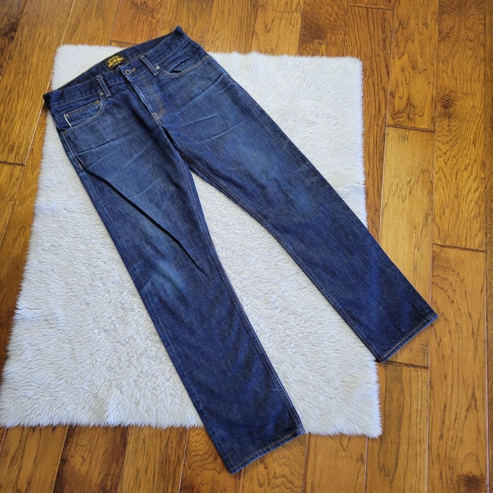 Brave Star Slim Straight Selvedge Jeans Men's 31 Japanese Denim Blue Button Fly